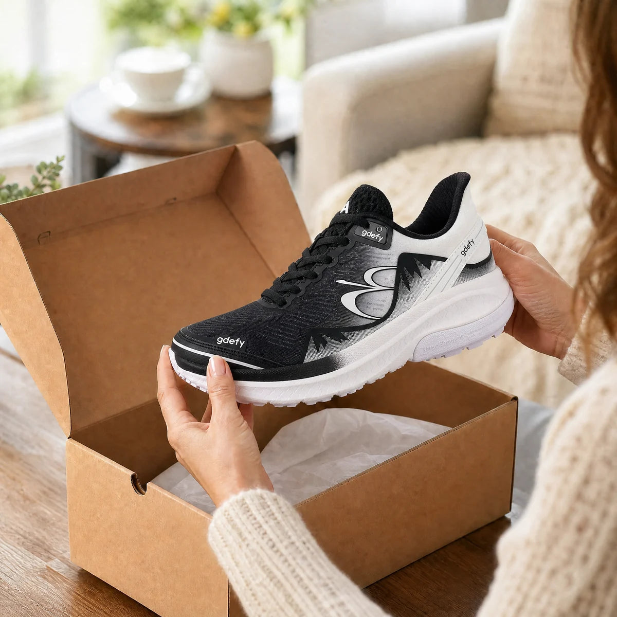 MightyWalk Ombre Slip-On being unboxed at home