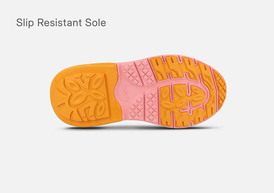 Outsole of the g-defy MightyWalk slip-on sneaker with a slip resistant tread pattern.